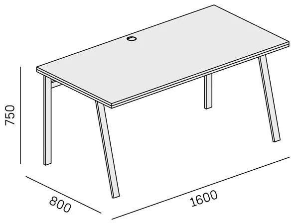 Kancelársky písací stôl SINGLE LAYERS bez prepážok, dub prírodný/dub morený