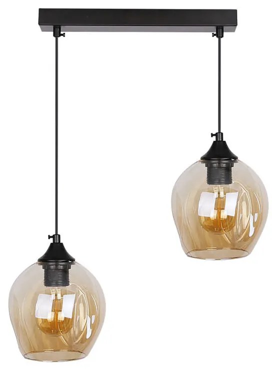 Candellux Čierno-hnedý závesný luster Aspa pre žiarovku 2x E27 32-00590