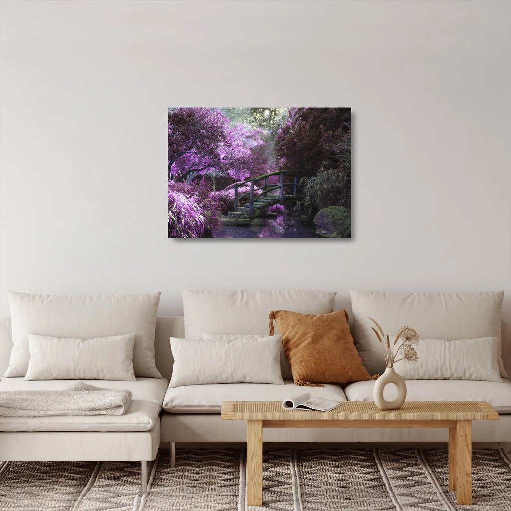 Sklenený obraz - fialové stromy (70x50 cm)