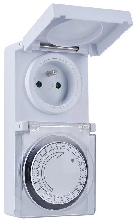 SOLIGHT vonkajšie denný časový spínač 230V/16A/IP44/3500W, biely