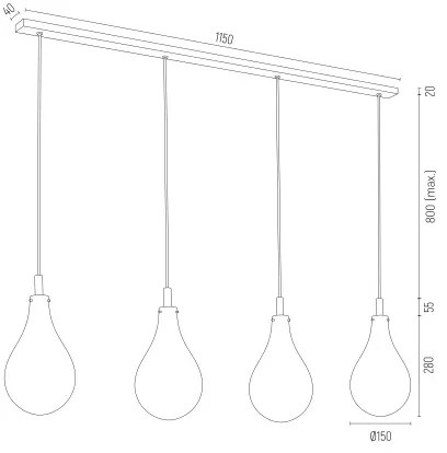 Argon 1740 - Luster na lanku OAKLAND 4xG9/6W/230V