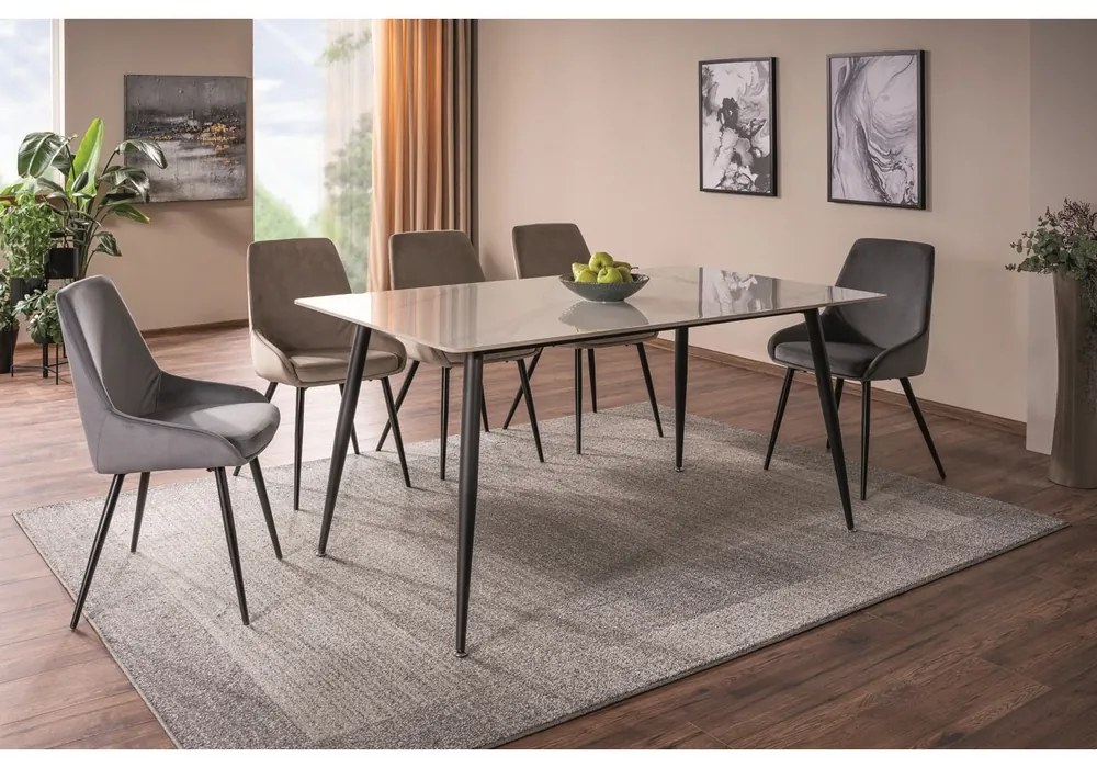 Jedálenský stôl Rion 160 x 90 cm, mramor / čierna