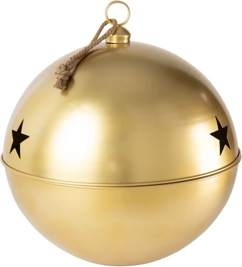 Biela antik kovová ozdoba rolnička so šnúrkou Baub Xmas XL - Ø 80*90 cm