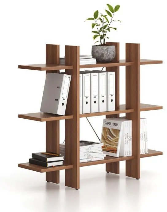 Kancelársky regál nízky krátky SOLID, 1250 x 400 x 1075 mm, orech