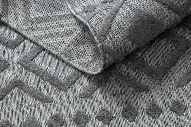 Koberec SOLE D3852 Boho, romby - ploské tkanie sivý