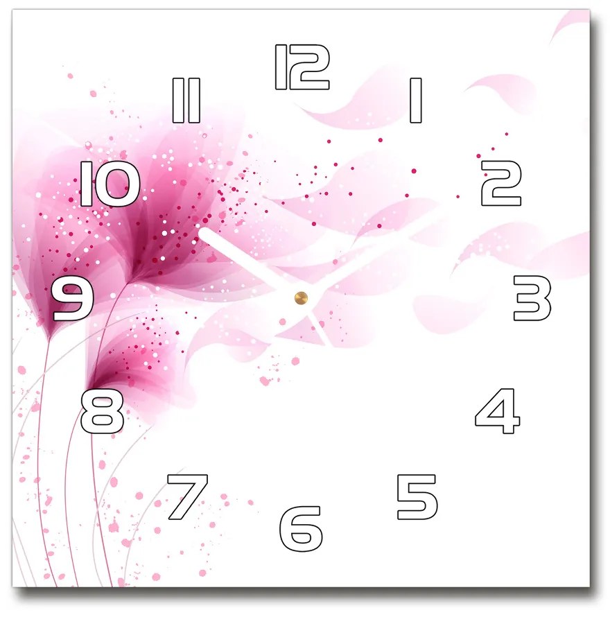 Sklenené hodiny štvorec Ružové kvety pl_zsk_30x30_f_59922852