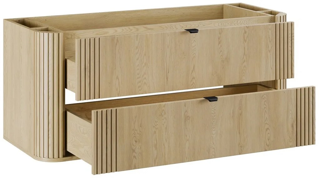 Kúpeľňová zostava Ovalia s doskou, umývadlom a skrinkami 120 cm dub Cremona