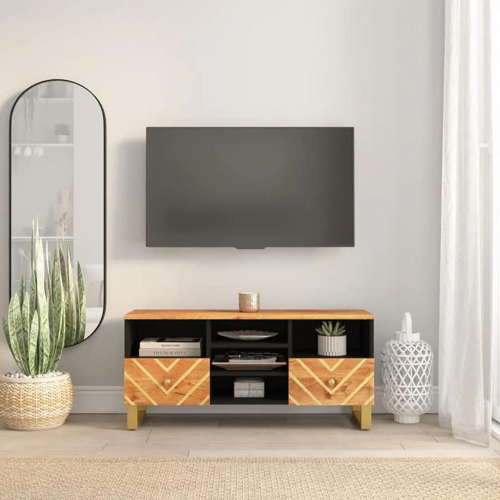 TV skrinka hnedo-čierna 100x33,5x46 cm masívne mango 356801