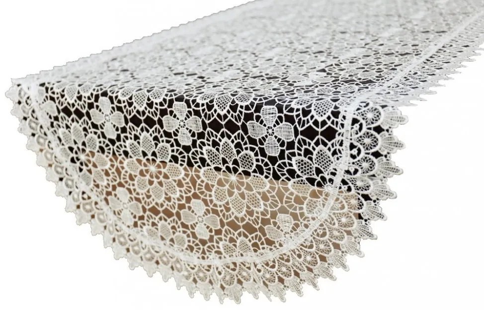Ovalný krajkový obrus krémovej farby Šírka: 40 cm | Dĺžka: 85 cm