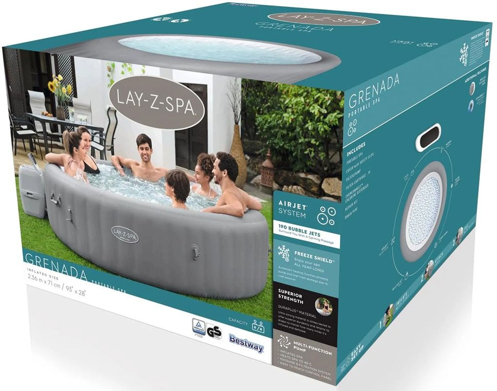 BESTWAY Lay-Z-Spa Grenada AirJet Vírivka, 236 x 71 cm, až 8 osôb 60135