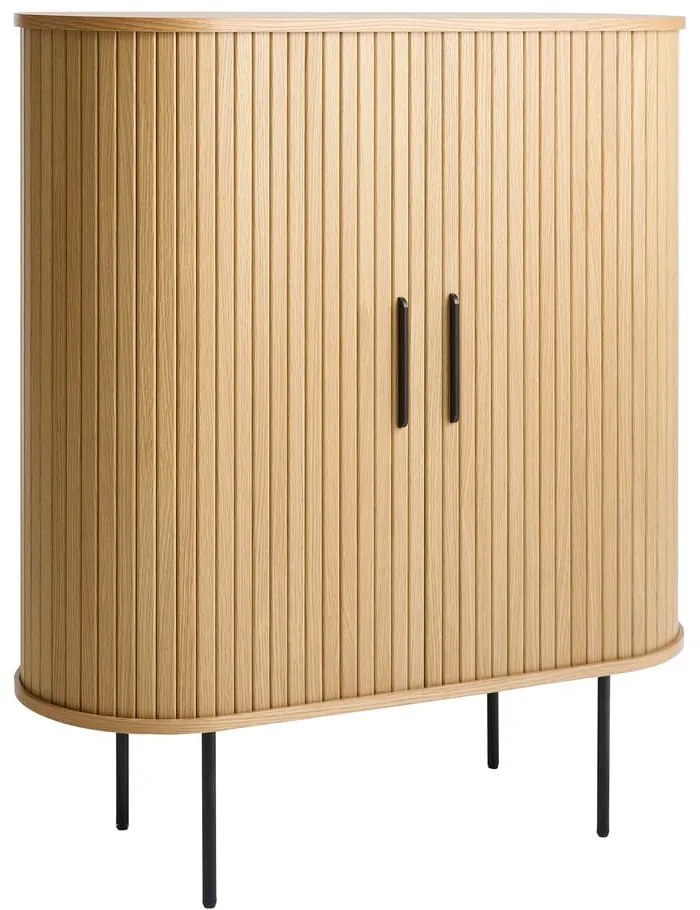 Vinotéka v dekore duba s posuvnými dverami v prírodnej farbe 100x118x40 cm Nola – Unique Furniture