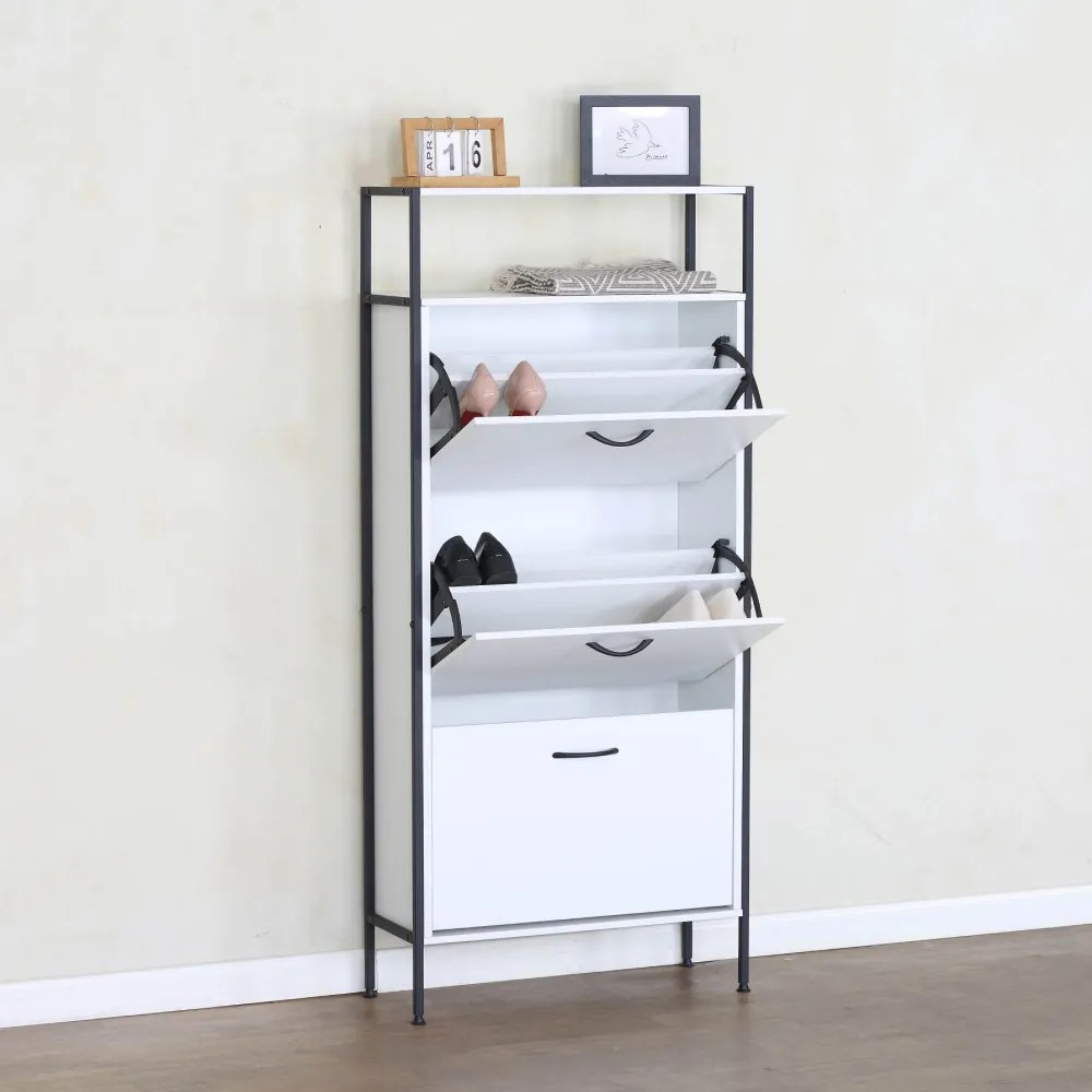 Botník TREDIS, 3 poschodia, biela