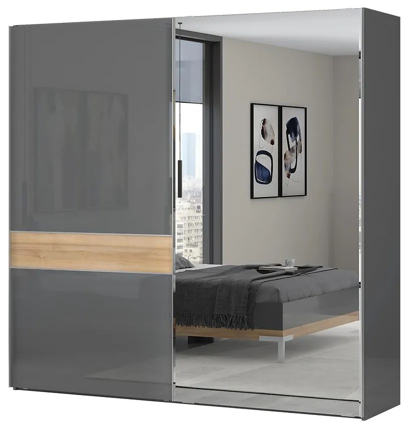 Skriňa 2d Onyx so zrkadlom pk231-og/on lakované pacific walnut/a