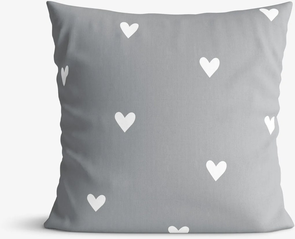 Goldea bavlnená obliečka na vankúš - srdiečka na sivom 30 x 50 cm