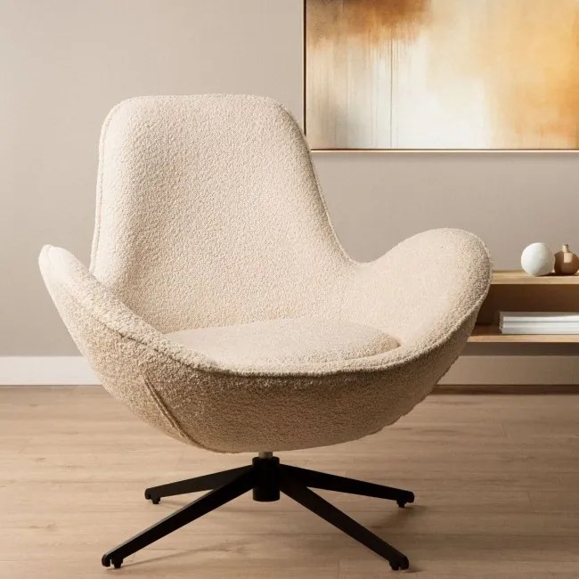 Otočné kreslo LUNAIRE béžové TEDDY BOUCLÉ 872124