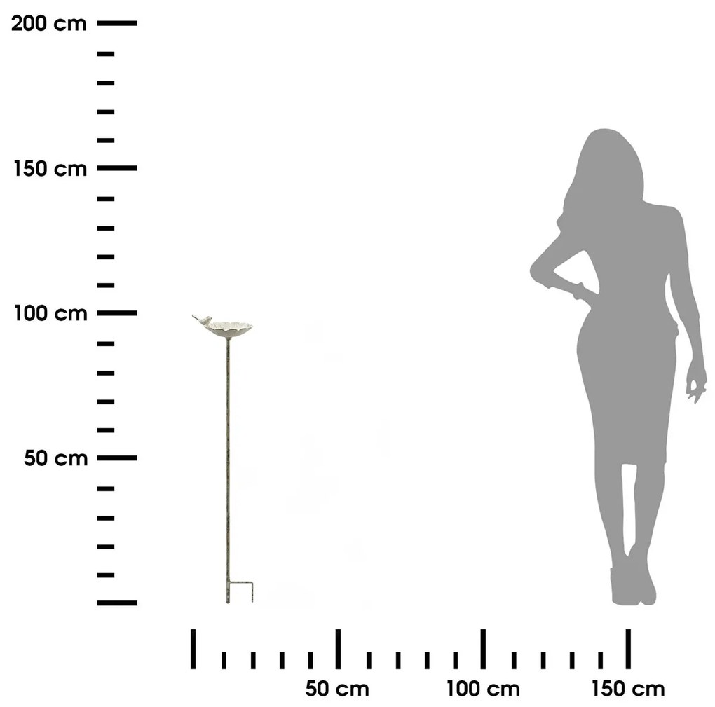 Zapichovacie napájadlo pre vtáky Kyle, 100x19 cm, kov, biela