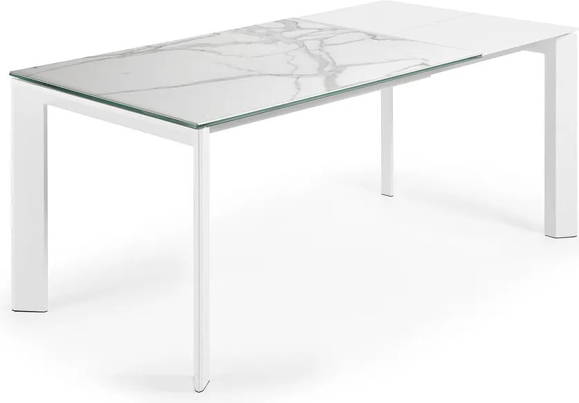 Rozkladací jedálenský stôl s prídavnou doskou s doskou v dekore mramoru 80x120 cm Axis – Kave Home