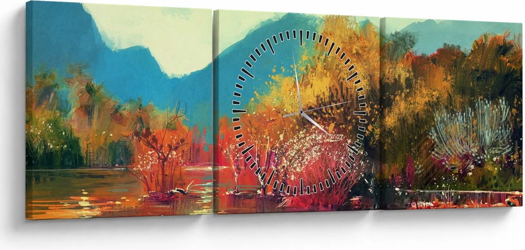 Obraz - Farby jesene (s hodinami) (90x30 cm)