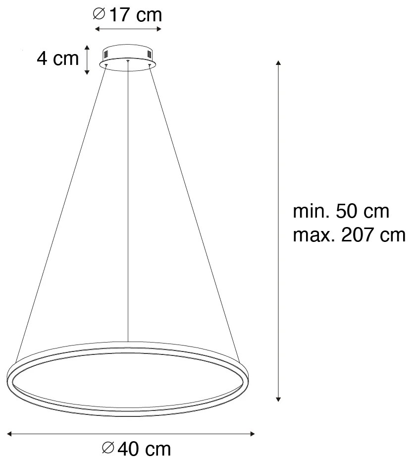 Zlaté závesné svietidlo 40 cm vrátane LED s 3-stupňovým stmievačom - Girello