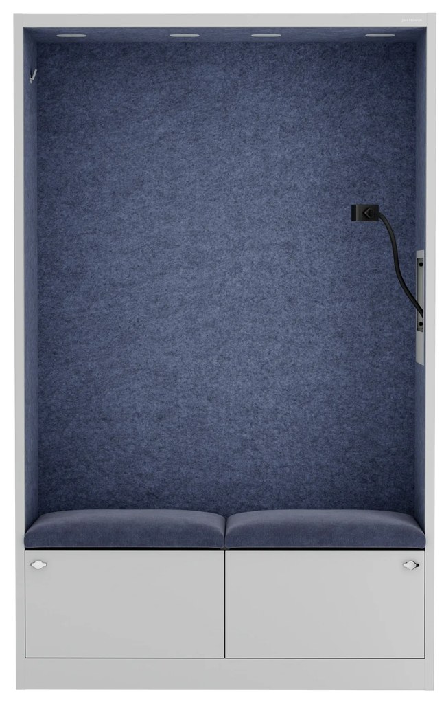 Akustická kabína SALLY MentalBox 1150 mm – sivý korpus, tmavomodré sedadlo