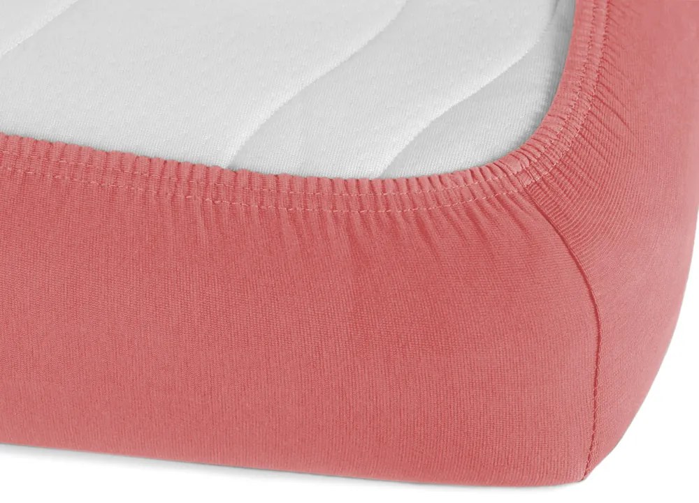 Jersey napínacie prestieradlo na extra vysoký matrac JR-001 Koralové 180 x 220 - výška 40 cm