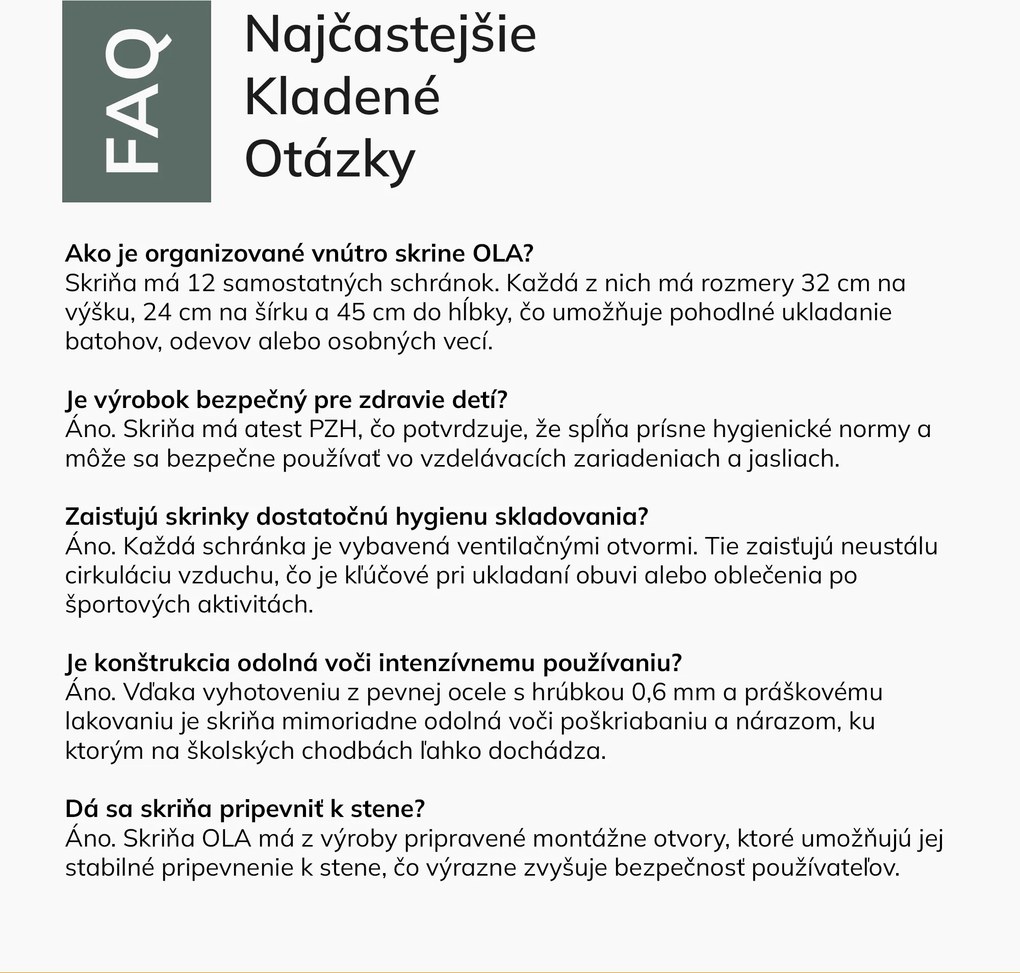 Kovová skrinka do školy a škôlky sivo-zeleno-žltá, 1090x1200x450 mm: OLA