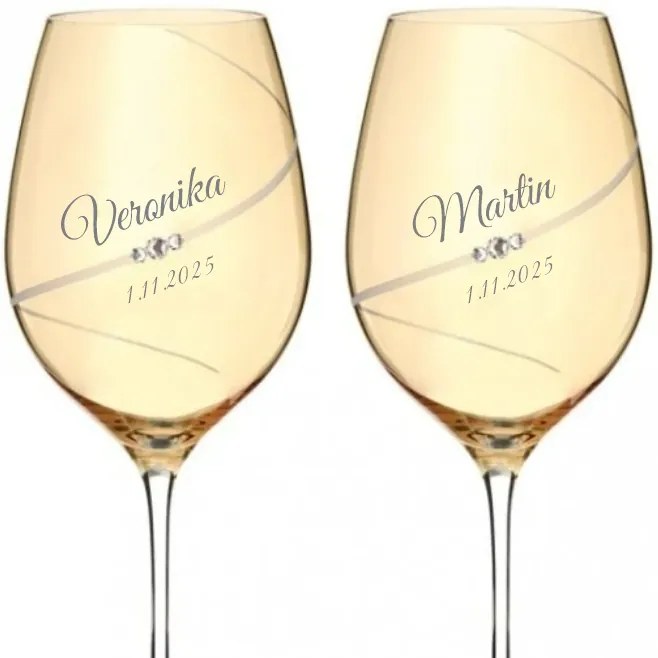 Dekorant Svadobné poháre na červené víno Silhouette City Amber s kryštálmi Swarovski 470 ml 2KS