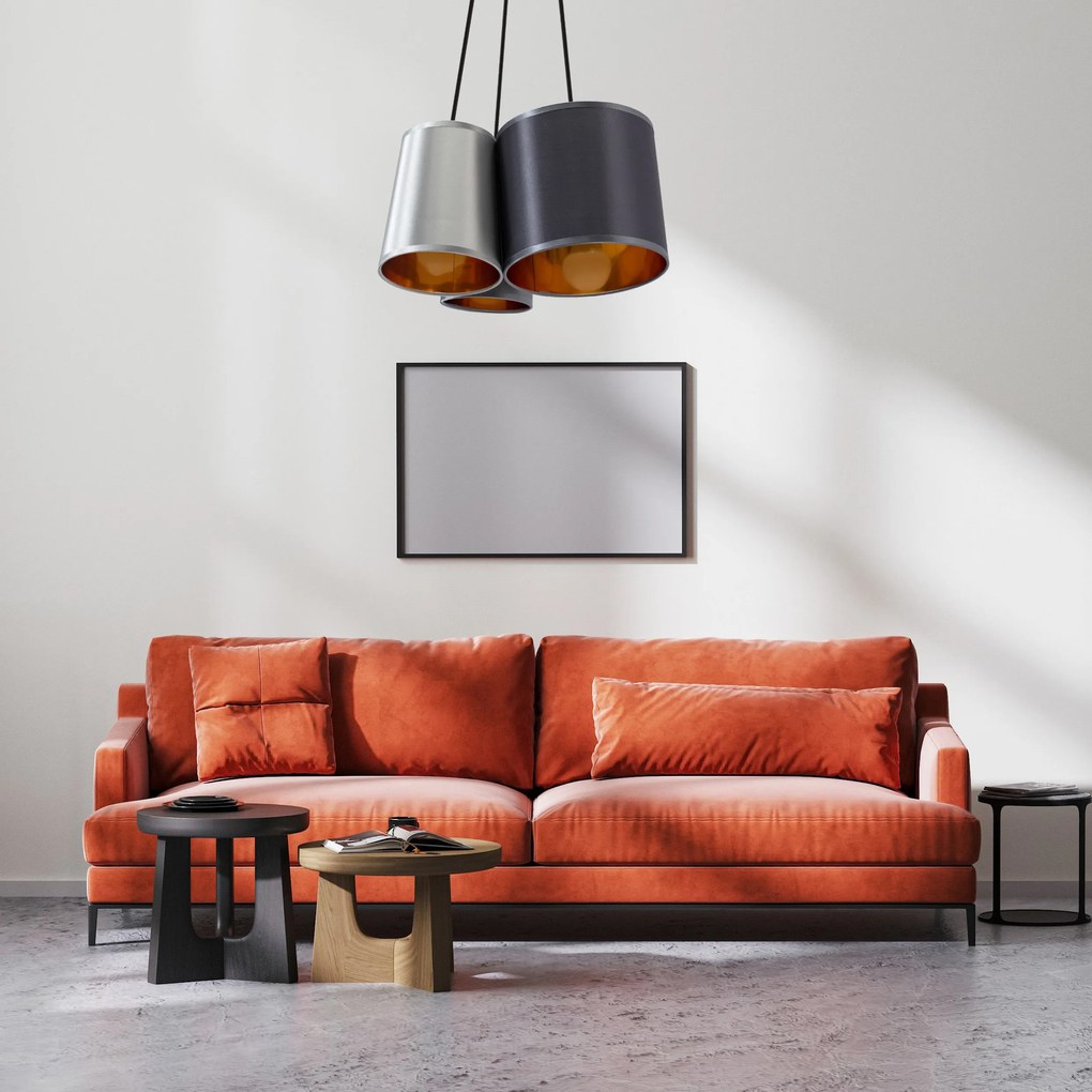 Toolight - Industriálne závesné svietidlo 3xE27 60W APP971-3cp, Biela-šedá-čierna, OSW-03212