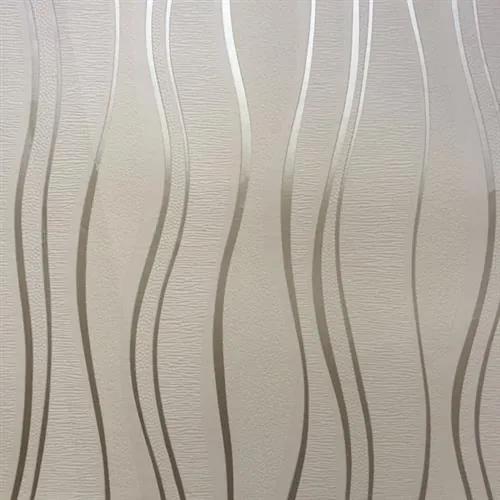 Vinylové tapety na stenu 0993260, vlnovky strieborné na bielom podklade, rozmer 10,05 m x 0,53 m, P+S International