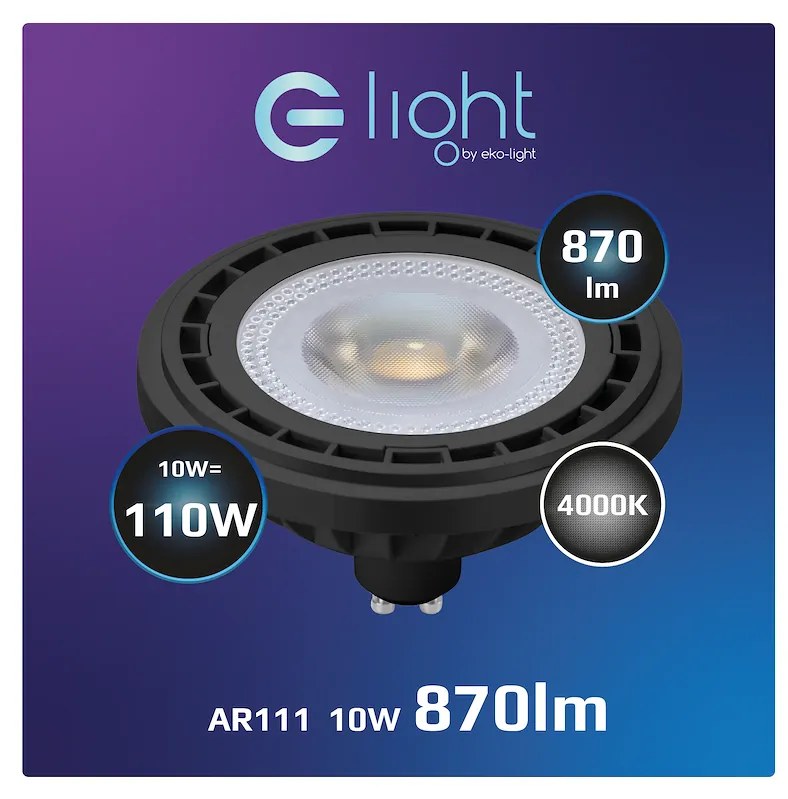 Ecolamp Halogénová LED žiarovka GU10 neutrálna 4000k 10w 870 lm čierna