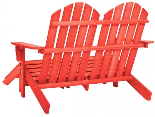 vidaXL 2-miestna záhradná stolička a taburetka Adirondack jedľový masív červená-
