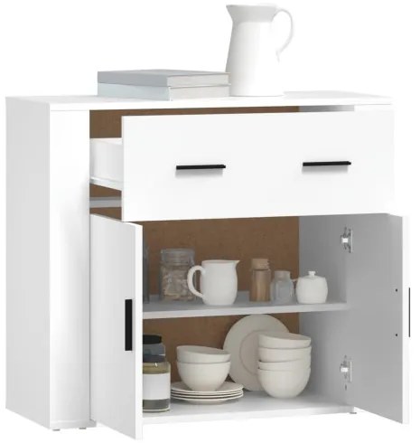 vidaXL Komoda biela 80x33x70 cm spracované drevo-