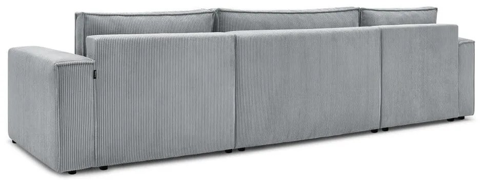 Svetlosivá menčestrová rozkladacia rohová pohovka do "U" Nihad – Bobochic Paris