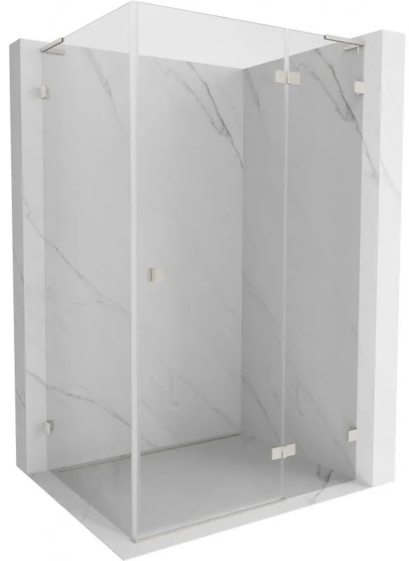 Mexen Lunar, L pravý výklopný sprchový kút 85 x 80 cm, 8mm číre sklo, oceľový profil, 834L-085-080-97-00-P
