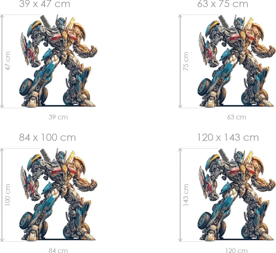 Robot Transformer textilní prelepiteľná nálepka na stenu hárok 39 x 47 cm