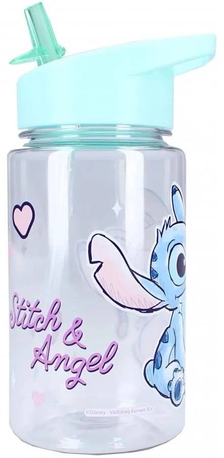 Plastová fľaša na pitie Lilo & Stitch so slamkou - 450 ml