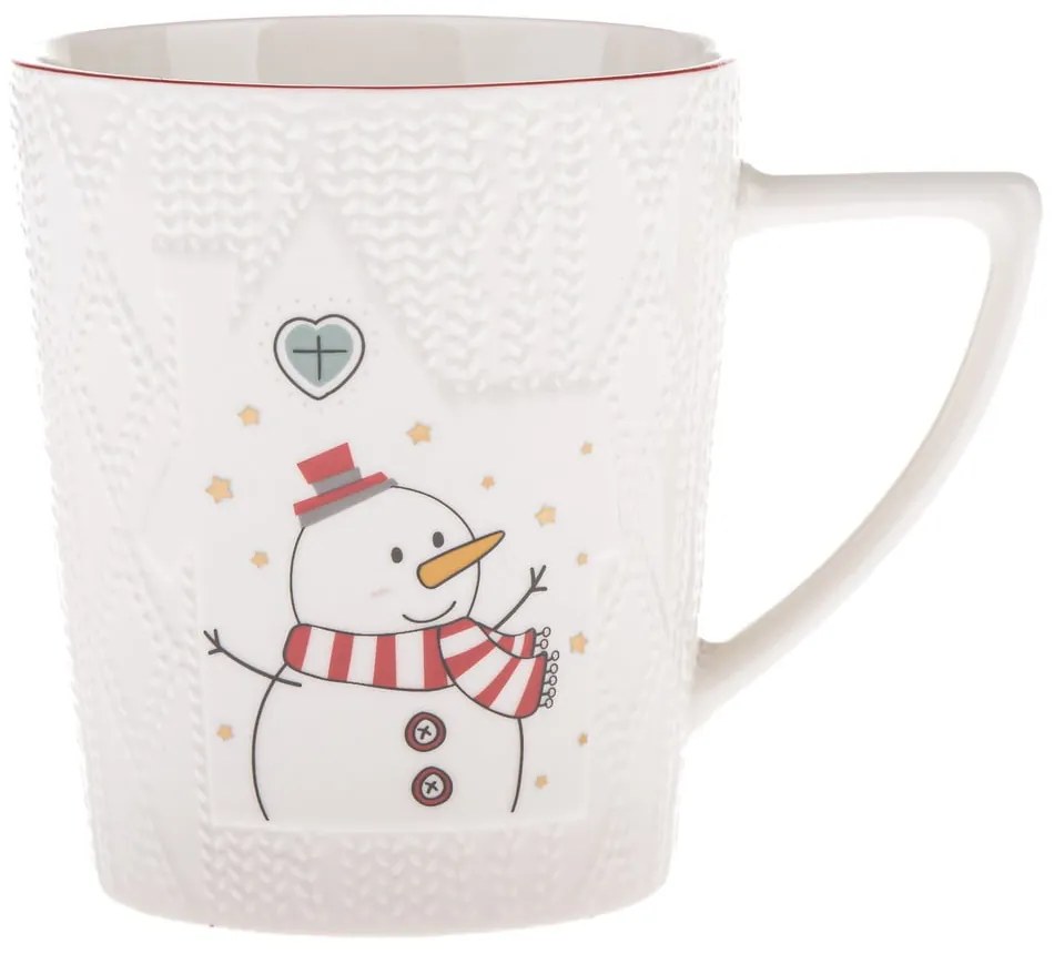 Biely porcelánový hrnček s vianočným motívom 380 ml Snowman – Dakls