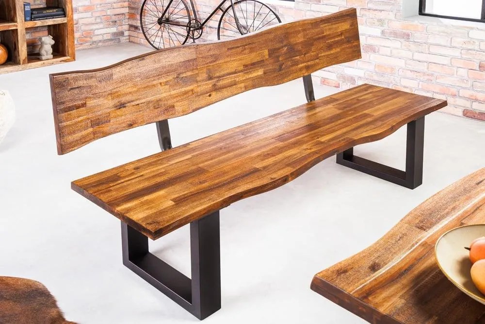 Masívna lavica GENESIS 160 cm s operadlom, akácia, hnedá