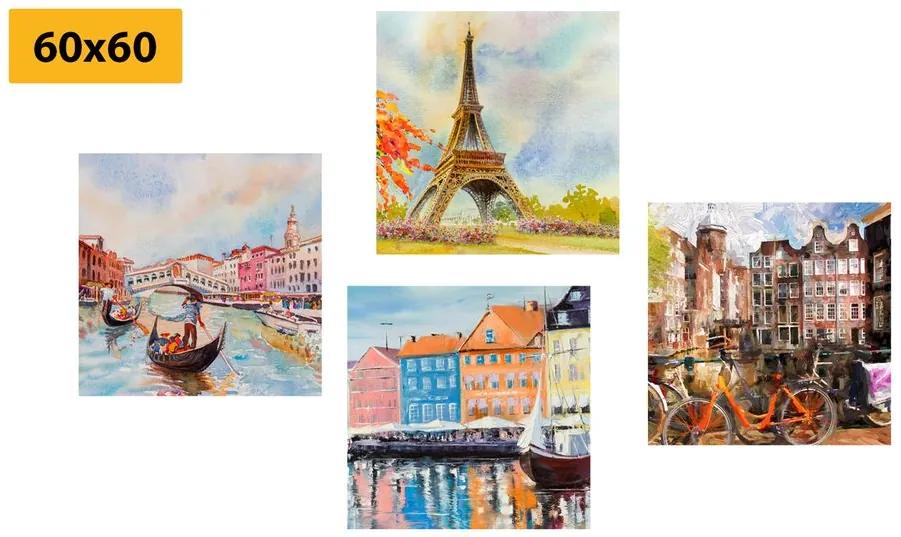 Set obrazov maľby európskych miest