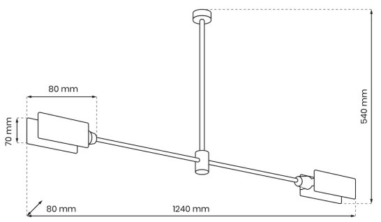 Luster na tyči ASTRA 2xE27/60W/230V čierna