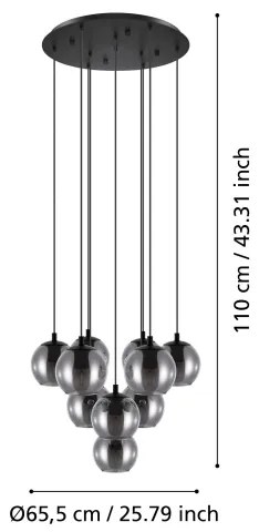 Eglo 98654 - Luster na lanku ARISCANI 10xE27/40W/230V