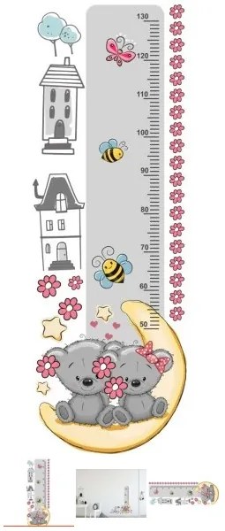 Originálna nálepka na detskú stenu pravítko zamilované koaly 40 x 120 cm