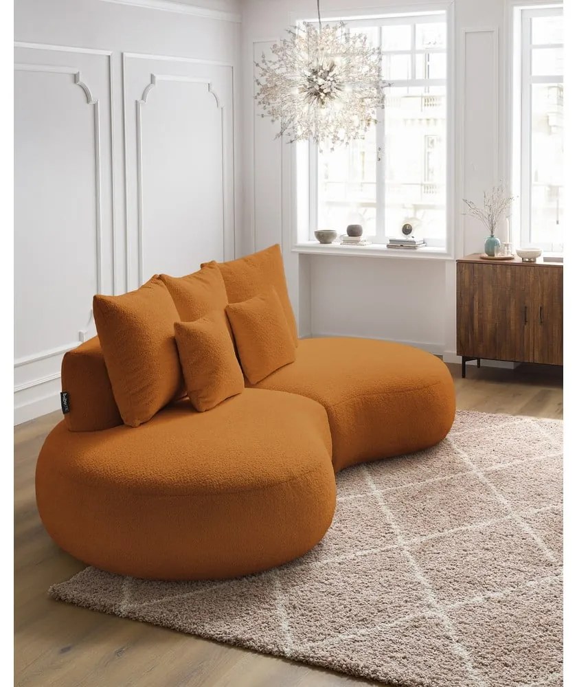 Pohovka z textílie bouclé v horčicovej farbe 260 cm Saint-Germain – Bobochic Paris