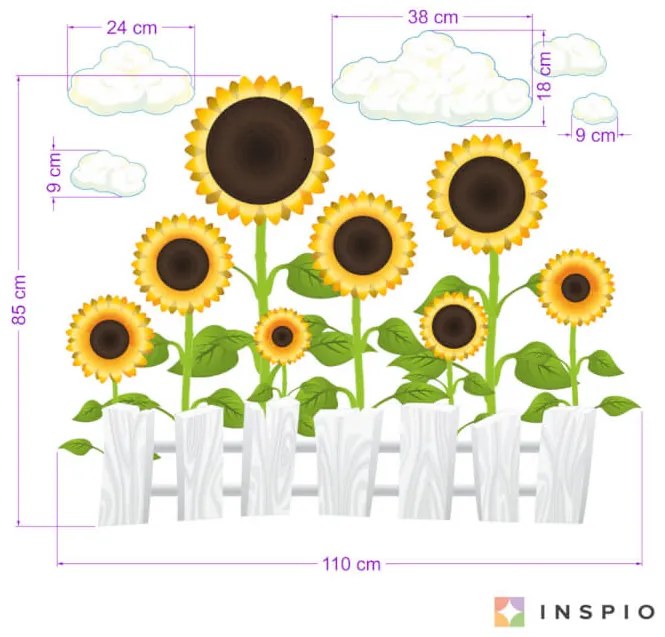 Romantické slnečnice -samolepka na stenu