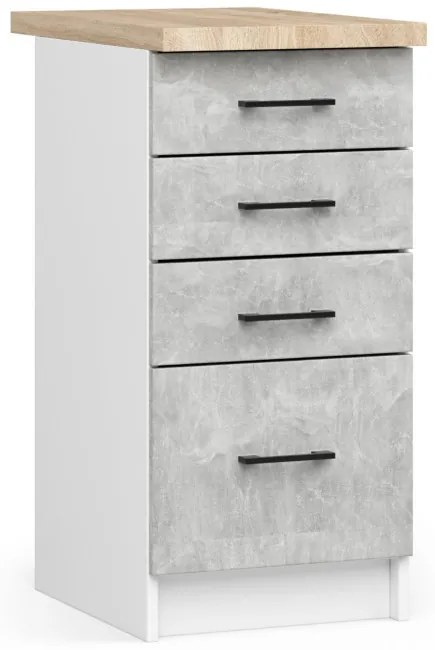 Spodná kuchynská skrinka s doskou OLIWIA S40 SZ4 biela / betón