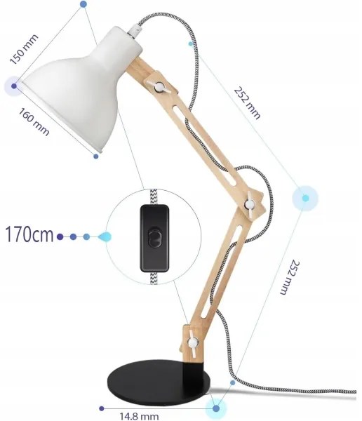 Stolná lampa 1xE27/40W/230V biela/čierna