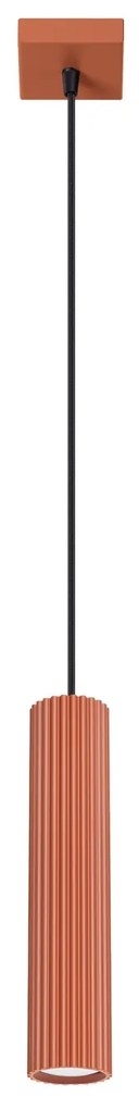 Závesné svietidlo Karbon, 1x okrovo červené kovové tienidlo