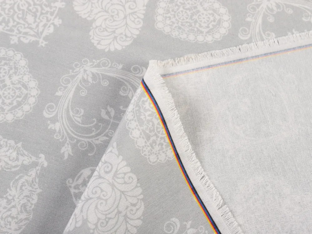 Biante Dekoračný záves PML-071 Srdce s ornamentami na sivom 145x140 cm
