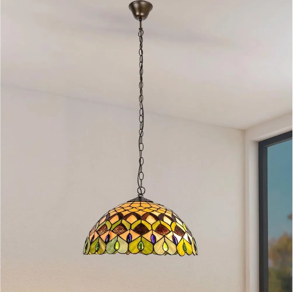Brilagi - Tiffany vitrážový luster na reťazi MARGARET 2xE27/60W/230V