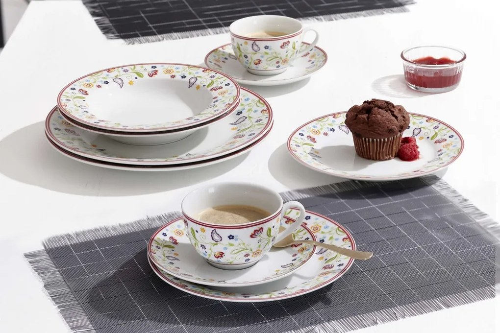 Jedálenský servis (12 dielov) Shanti Doppio, farebné kvety